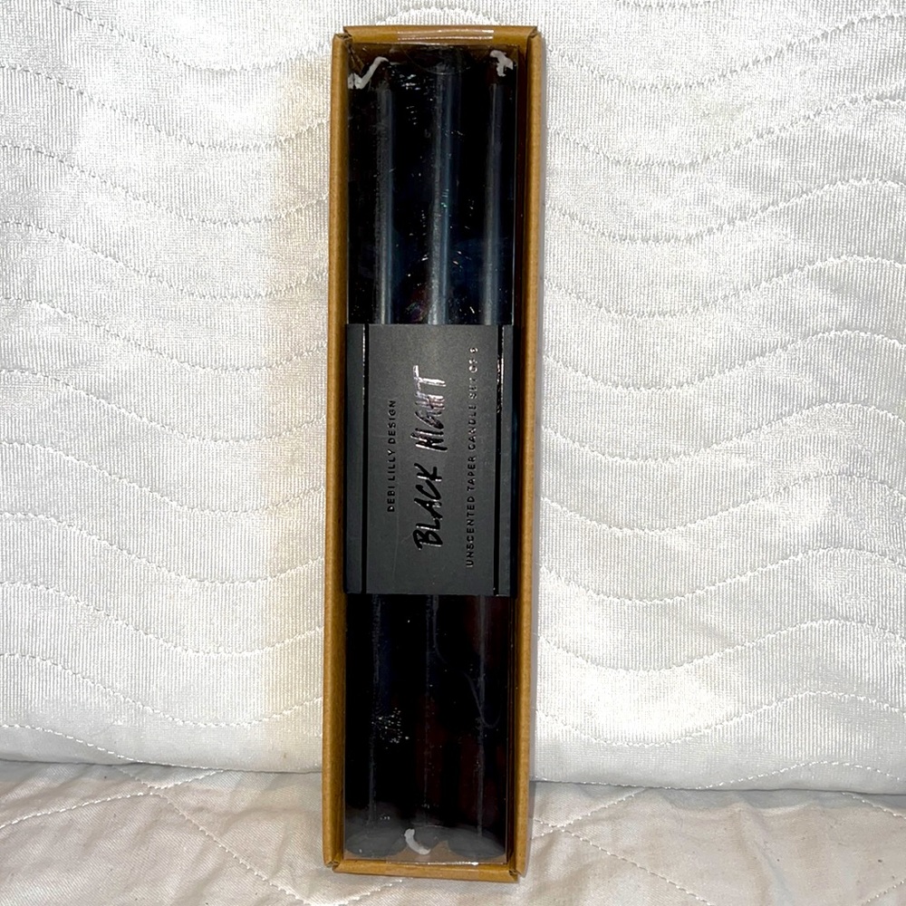 Debi Lilly Design Black Night Unscented Taper Candles 🕯 Set Of 6 New In Box